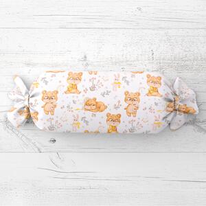 Biante Detský vankúš valec bonbon Sandra SA-524 Roztomilí medvedíkovia na bielom 15x40 cm