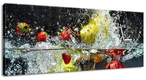 Obraz s hodinami Sladké ovocie Rozmery: 100 x 40 cm
