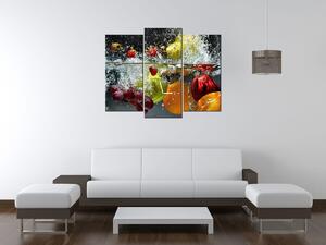 Obraz s hodinami Sladké ovocie - 3 dielny Rozmery: 80 x 40 cm