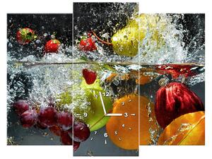Obraz s hodinami Sladké ovocie - 3 dielny Rozmery: 90 x 70 cm
