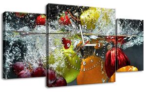 Obraz s hodinami Sladké ovocie - 3 dielny Rozmery: 100 x 70 cm