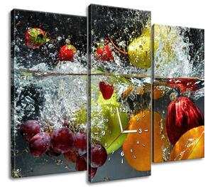 Obraz s hodinami Sladké ovocie - 3 dielny Rozmery: 100 x 70 cm