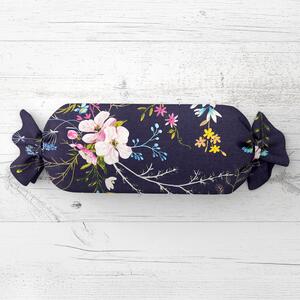 Biante Vankúš valec bonbon Sandra SA-557 Modro-ružové kvety na tmavo modrom 15x40 cm