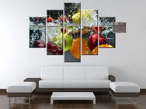 Obraz s hodinami Sladké ovocie - 5 dielny Rozmery: 150 x 70 cm