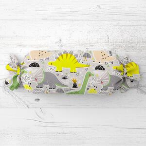 Biante Detský vankúš valec bonbon Sandra SA-564 Dinosaury a brontosaury na sivom 15x60 cm