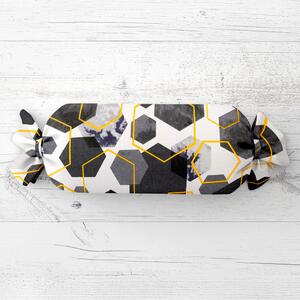 Biante Vankúš valec bonbon Sandra SA-568 Sivo-modrofialové mramorové hexagóny na bielom 15x40 cm