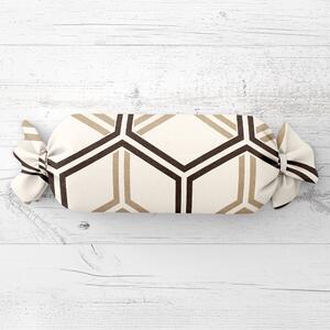 Biante Vankúš valec bonbon Sandra SA-558 Hnedé hexagóny na krémovom 15x40 cm