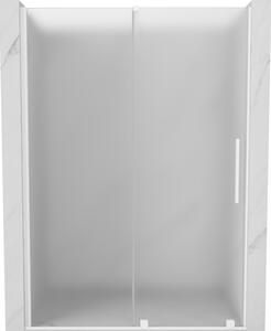 Mexen Velar, posuvné sprchové dvere do otvoru 130 cm, 8mm sklo námraza, biela matná, 871-130-000-31-20