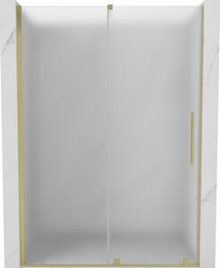 Mexen Velar, posuvné sprchové dvere do otvoru 130 cm, 8mm sklo námraza, zlatá matná, 871-130-000-31-55
