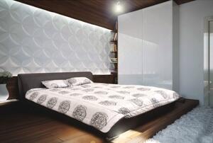 KONDELA Manželská posteľ, čierna/tmavosivá/vzor, 160x200, MEO