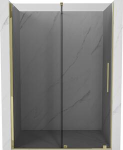 Mexen Velar, posuvné sprchové dvere do otvoru 140 cm, 8mm šedé sklo, zlatá lesklá, 871-140-000-41-50