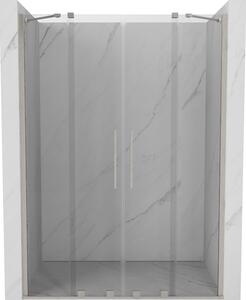Mexen Velar Duo, posuvné sprchové dvere do otvoru 140 cm, 8mm číre sklo, brúsená oceľ, 871-140-000-02-97