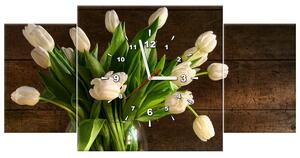 Gario Obraz s hodinami Očarujúce biele tulipány Veľkosť: 100 x 70 cm