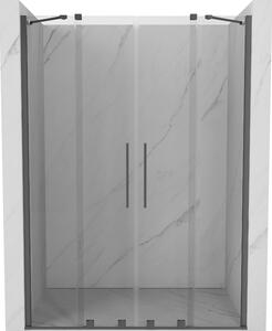 Mexen Velar Duo, posuvné sprchové dvere do otvoru 140 cm, 8mm číre sklo, brúsený grafit, 871-140-000-02-95