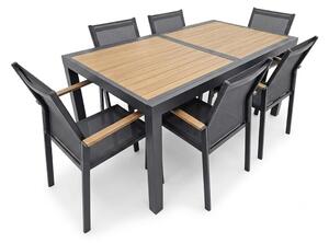 Záhradný nábytok s rozkladacím stolom 160 cm / 240 cm, 6 stoličiek GRILL&GARDEN