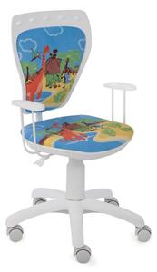MINISTYLE WHITE GTP + opierky GTP28 FIX, kancelárska stolička detská, DINO (detský motív DINO)