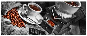 Obraz s hodinami Káva arabica Rozmery: 100 x 40 cm