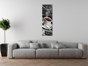 Obraz s hodinami Káva arabica - 3 dielny Rozmery: 80 x 40 cm