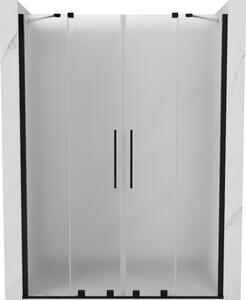 Mexen Velar Duo, posuvné sprchové dvere do otvoru 140 cm, 8mm sklo námraza, čierna matná, 871-140-000-32-70