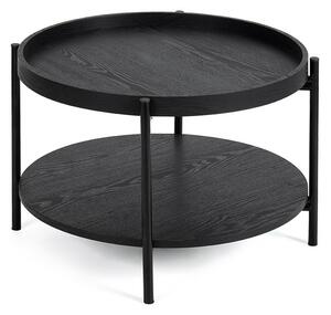 Čierny okrúhly konferenčný stolík v dekore duba ø 64 cm Hagen – Essentials
