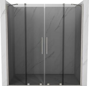 Mexen Velar Duo, posuvné sprchové dvere do otvoru 180 cm, 8mm šedé sklo, brúsená oceľ, 871-180-000-42-97