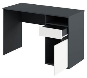 KONDELA PC stôl, grafit/biela, BILI NEW