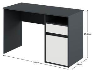 KONDELA PC stôl, grafit/biela, BILI NEW
