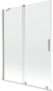 Mexen Velar, 2-krídlová posuvná vaňová zástena 130 x 150 cm, 8mm číre sklo, brúsená oceľ, 896-130-000-01-97