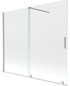 Mexen Velar, 2-krídlová posuvná vaňová zástena 180 x 150 cm, 8mm číre sklo, brúsená oceľ, 896-180-000-01-97