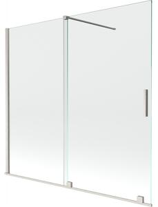 Mexen Velar, 2-krídlová posuvná vaňová zástena 170 x 150 cm, 8mm číre sklo, brúsená oceľ, 896-170-000-01-97