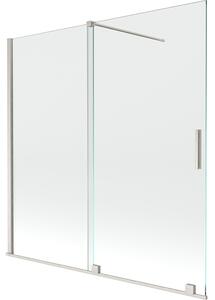 Mexen Velar, 2-krídlová posuvná vaňová zástena 160 x 150 cm, 8mm číre sklo, brúsená oceľ, 896-160-000-01-97