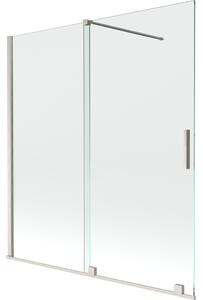 Mexen Velar, 2-krídlová posuvná vaňová zástena 150 x 150 cm, 8mm číre sklo, brúsená oceľ, 896-150-000-01-97