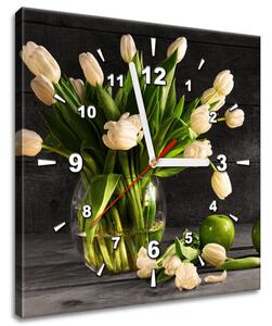 Gario Obraz s hodinami Krémové tulipány Veľkosť: 40 x 40 cm