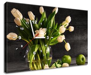 Gario Obraz s hodinami Krémové tulipány Veľkosť: 40 x 40 cm