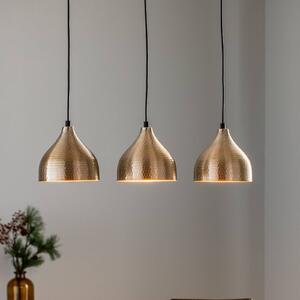 Závesné svietidlo Tattoo 6212 3-light linear gold, Hnedá / staromosadz, Obývacia izba / jedáleň, kov, Marocký, Závesné svietidlo