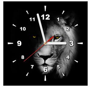 Obraz s hodinami Lev v tieni Rozmery: 100 x 40 cm