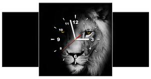 Obraz s hodinami Lev v tieni - 3 dielny Rozmery: 80 x 40 cm