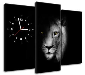 Obraz s hodinami Lev v tieni - 3 dielny Rozmery: 90 x 70 cm