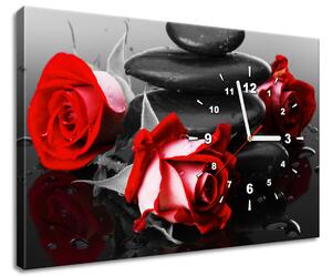Obraz s hodinami Roses and spa Rozmery: 60 x 40 cm