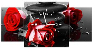 Obraz s hodinami Roses and spa - 3 dielny Rozmery: 80 x 40 cm