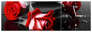 Obraz s hodinami Roses and spa - 3 dielny Rozmery: 90 x 30 cm