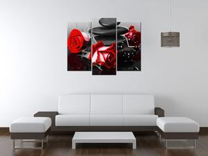 Obraz s hodinami Roses and spa - 3 dielny Rozmery: 90 x 70 cm
