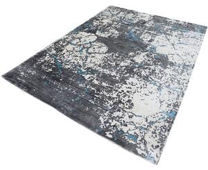 Modrý prskaný koberec s abstraktným motívom - moderný ligotavý koberec 1,40 x 2,00 m