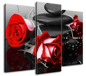 Obraz s hodinami Roses and spa - 3 dielny Rozmery: 80 x 40 cm