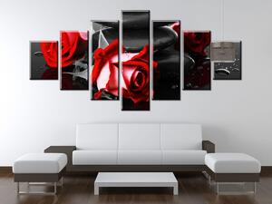 Obraz s hodinami Roses and spa - 7 dielny Rozmery: 210 x 100 cm