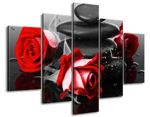 Obraz s hodinami Roses and spa - 5 dielny Rozmery: 150 x 70 cm