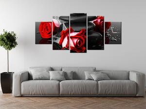 Obraz s hodinami Roses and spa - 5 dielny Rozmery: 150 x 70 cm