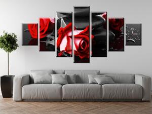 Obraz s hodinami Roses and spa - 7 dielny Rozmery: 210 x 100 cm