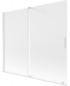 Mexen Velar, 2-krídlová posuvná vaňová zástena 180 x 150 cm, 8mm sklo námraza, biela matná, 896-180-000-31-20