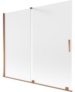 Mexen Velar, 2-krídlová posuvná vaňová zástena 180 x 150 cm, 8mm sklo námraza, ružové zlato, 896-180-000-31-60